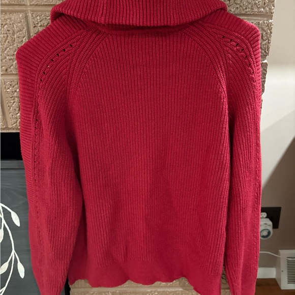 J. Jill Deep Red Zip Up Knit Sweater - Picture 3 of 9